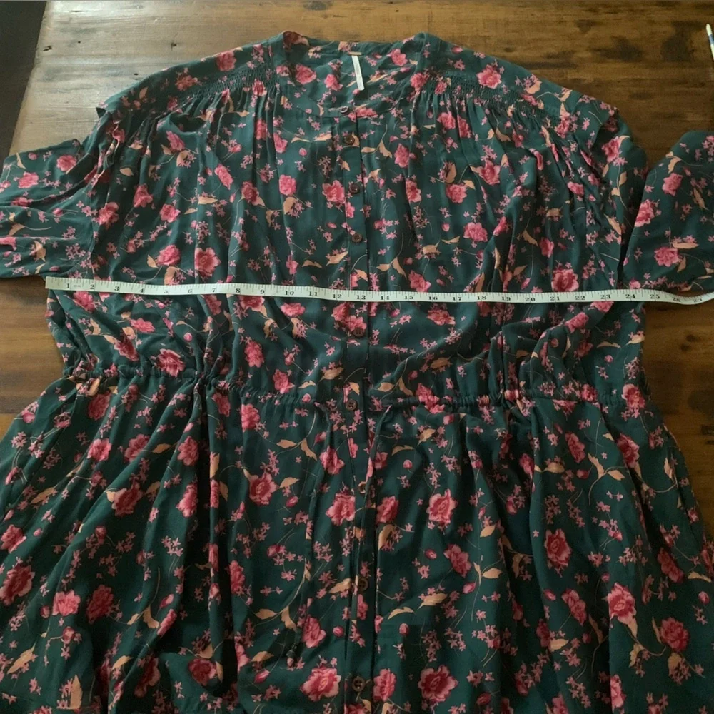 Free People Floral Fields Mini Dress in Emerald Green Sz M